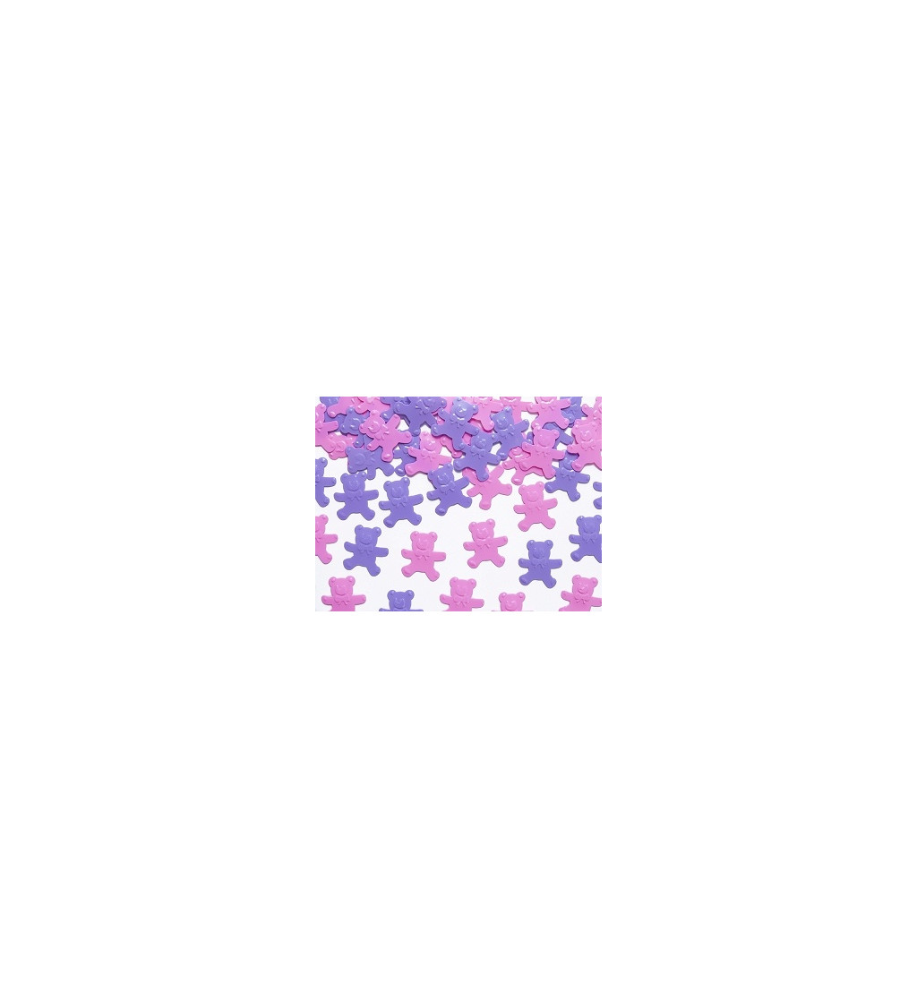 Dětské konfety - růžovo-fialoví medvídci