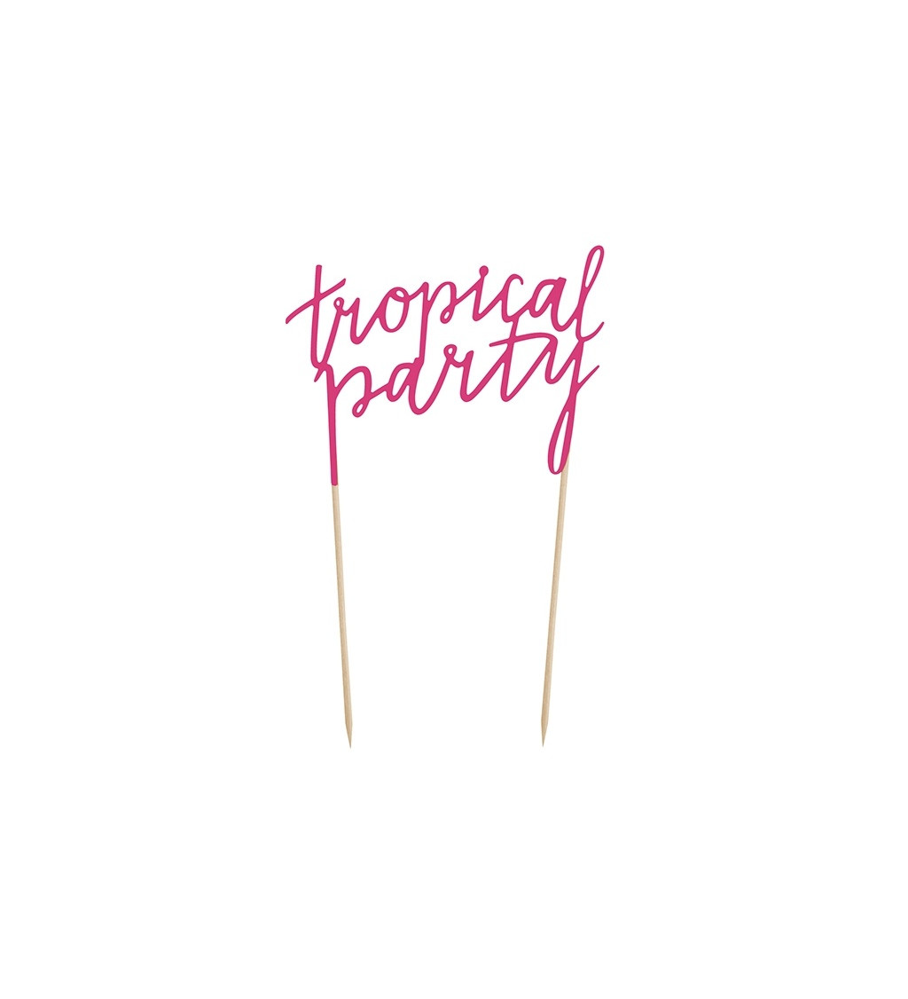 Růžový nápis Tropical party - špejle