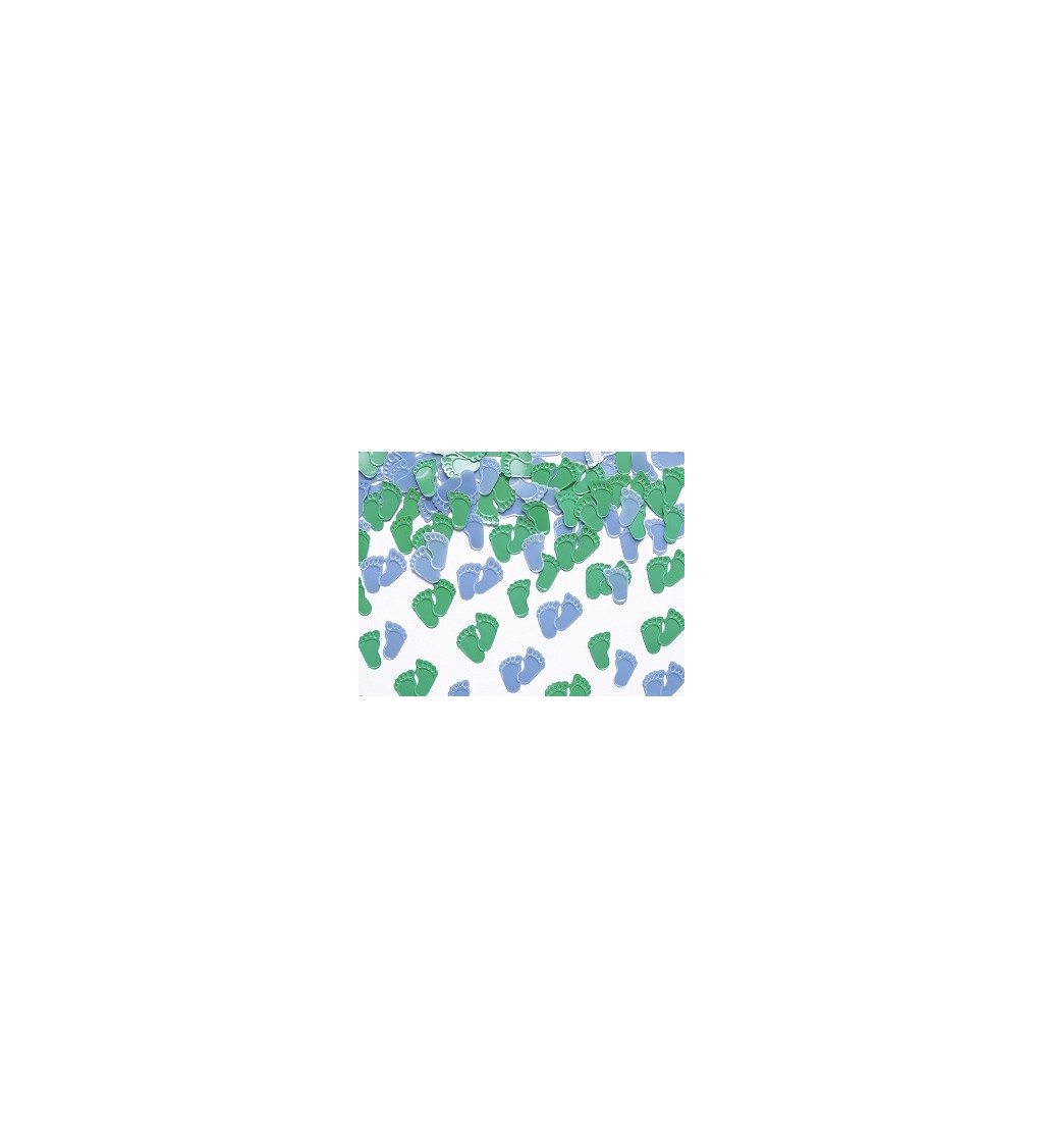 Dětské konfety - modrá a zelená chodidla