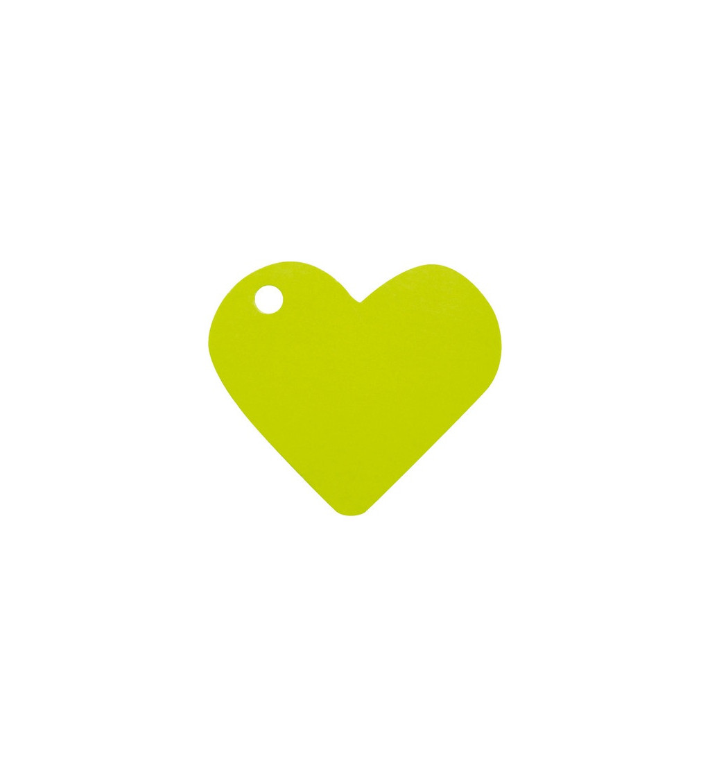 Světle zelená jmenovka ve tvaru srdce