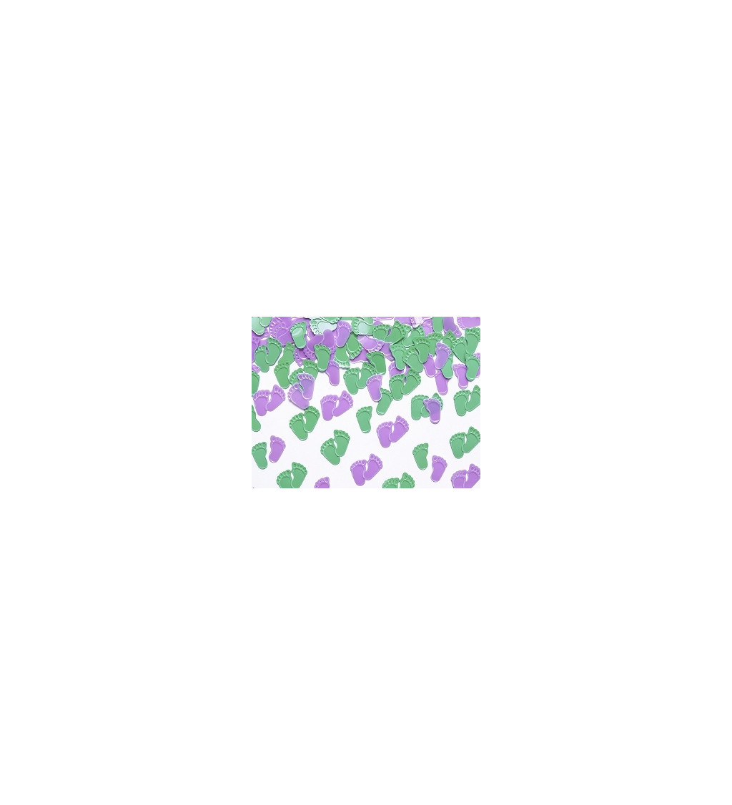 Dětské konfety - růžová a zelená chodidla