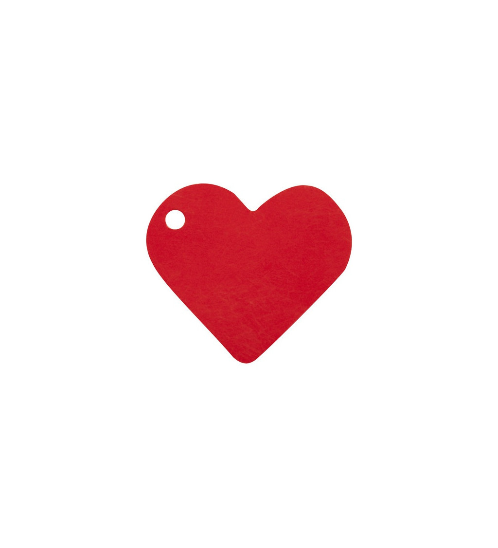 Červená jmenovka ve tvaru srdce