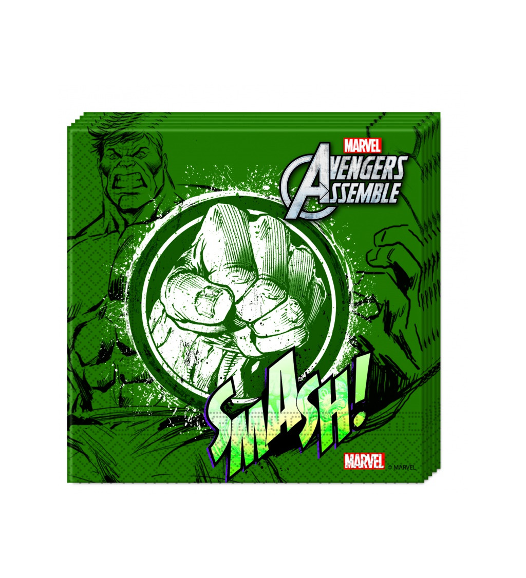 Zelené papírové ubrousky - Hulk