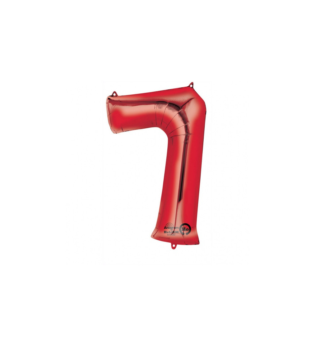 Červený balónek 7 - fóliové číslo