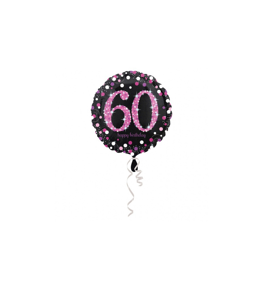 Narozeninový balónek - růžové číslo 60