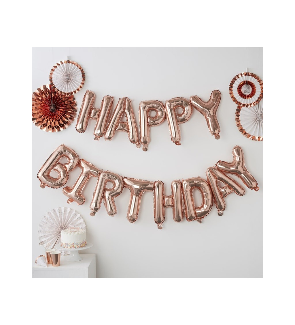 Balónky Happy Birthday - fóliový nápis