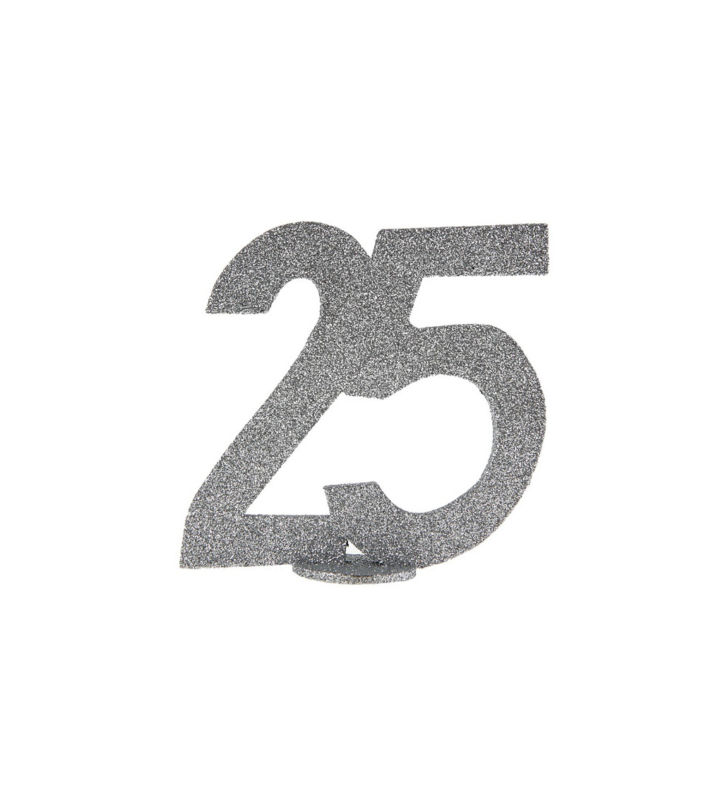 Dekorační stříbrné číslo - 25