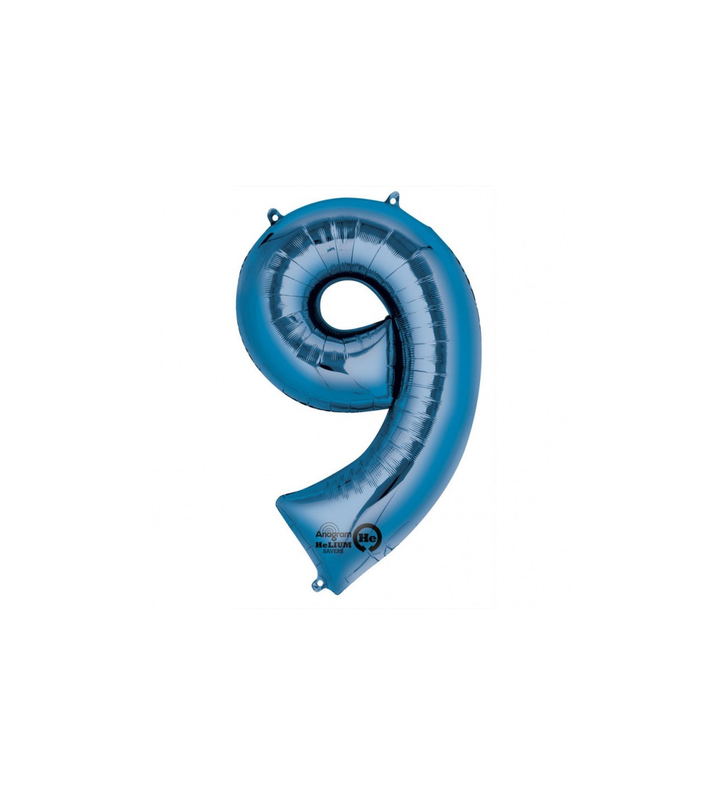 Modrý balónek 9 - fóliové číslo