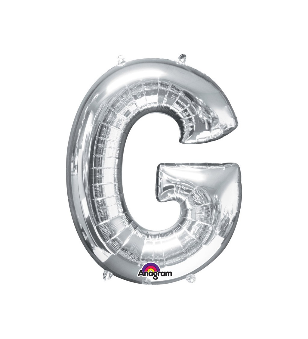 Stříbrné nafukovací písmeno G - balónek