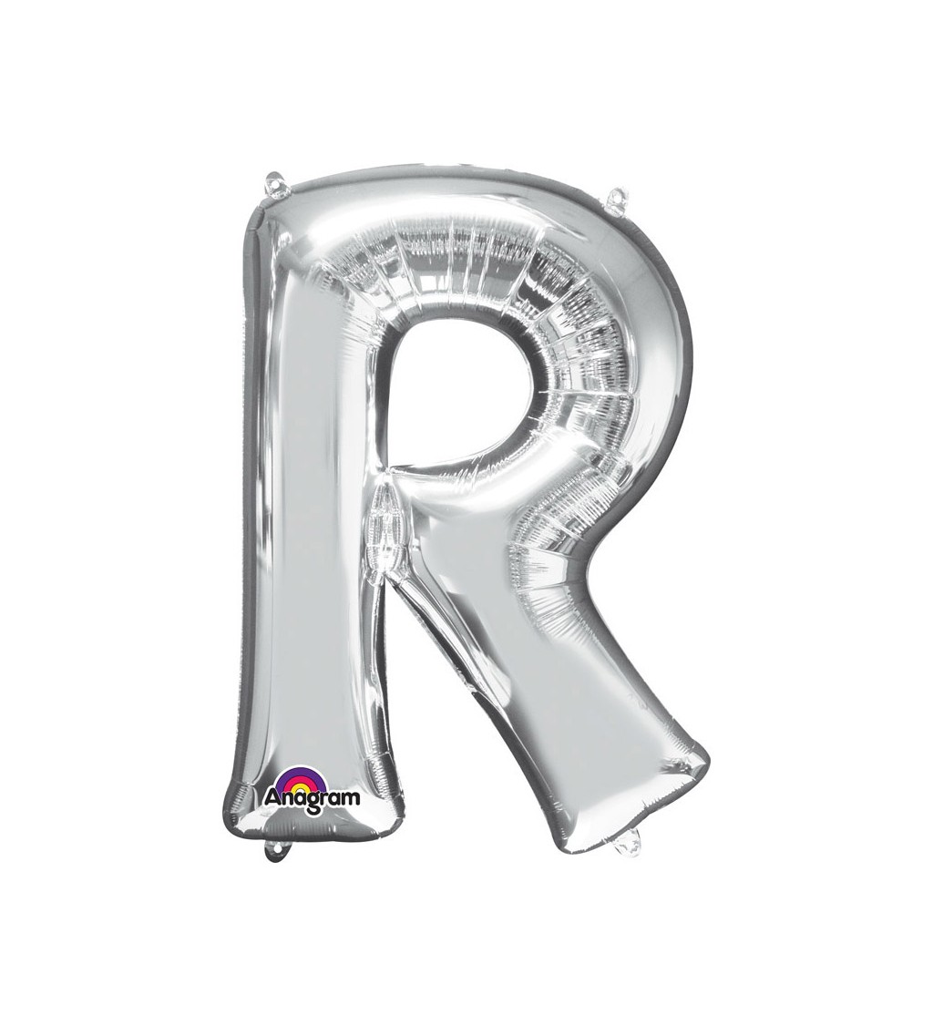 Stříbrné nafukovací písmeno R - balónek