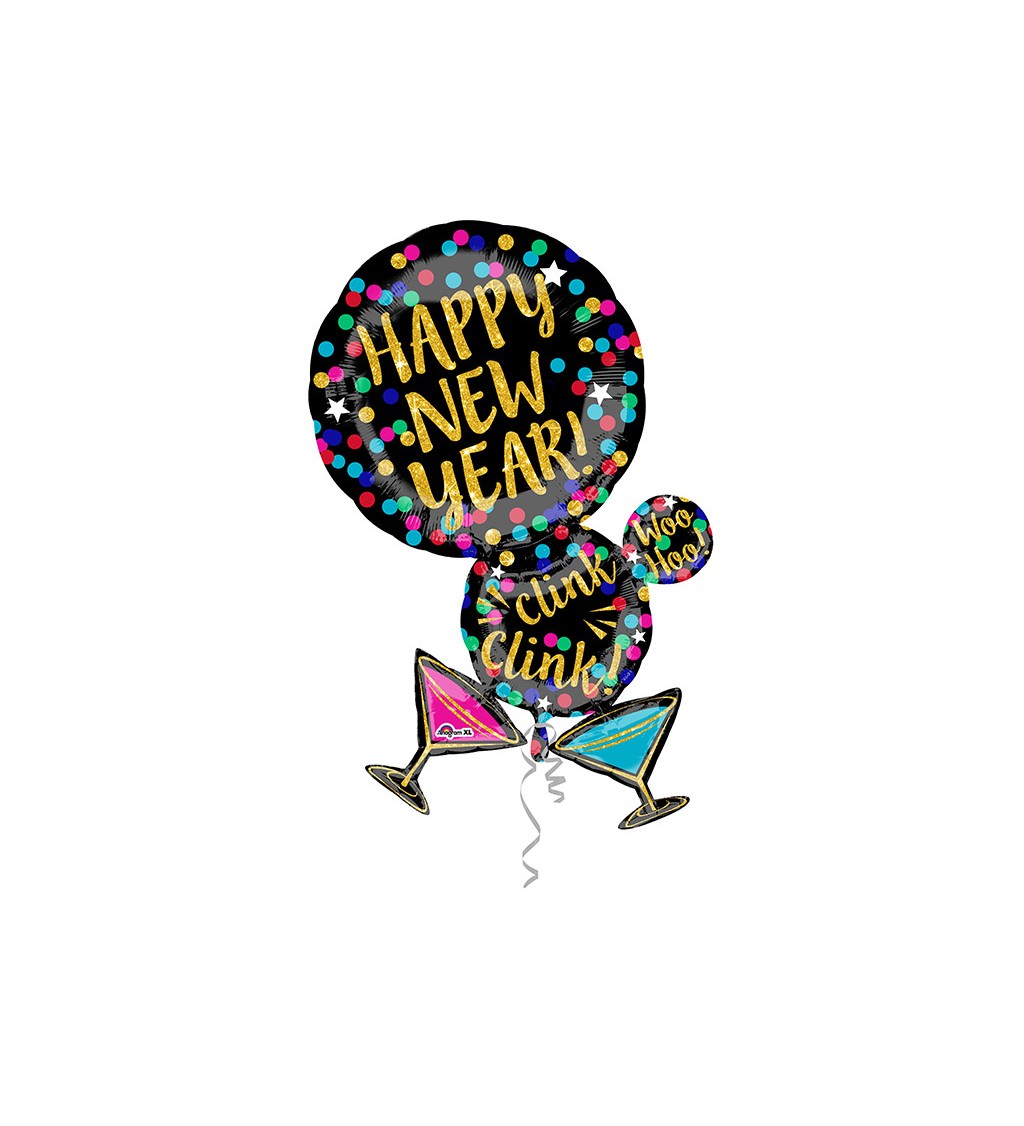 Černé balónky - Happy New Year