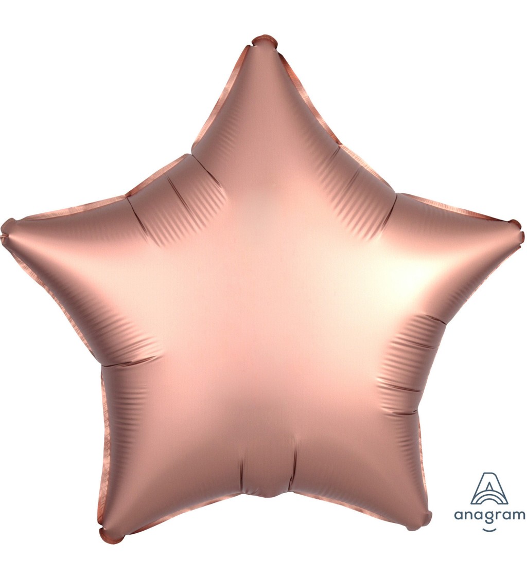 Růžovozlatý balónek - fóliová hvězda