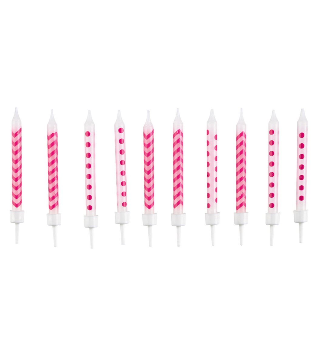 Bílo-růžové svíčky na dort