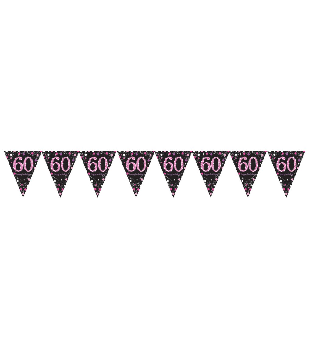 Girlanda z vlaječek - růžové číslo 60