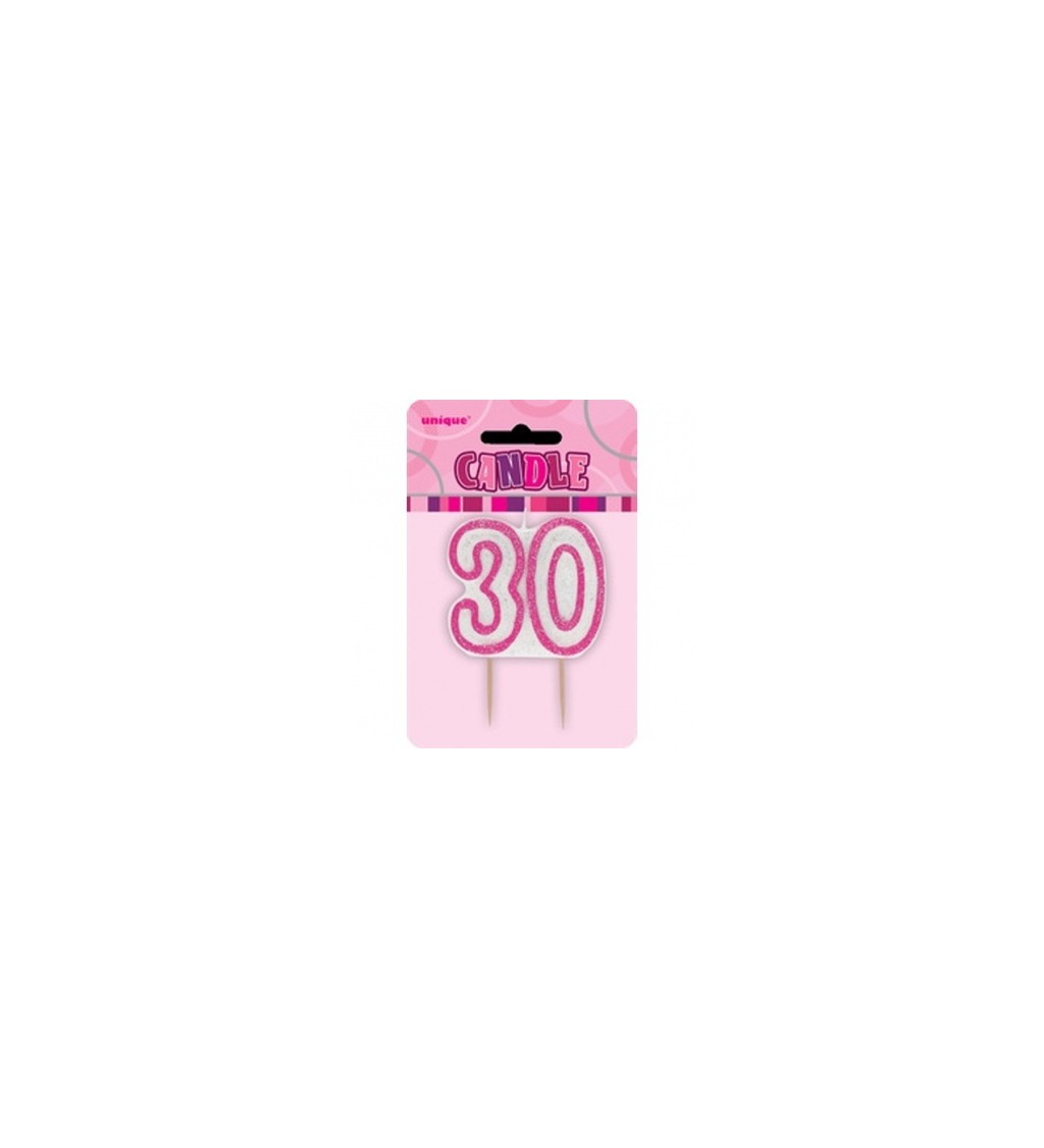 Růžová svíčka - číslo 30