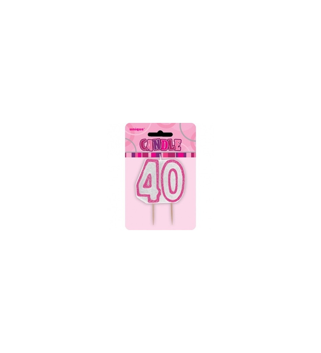 Růžová svíčka - číslo 40