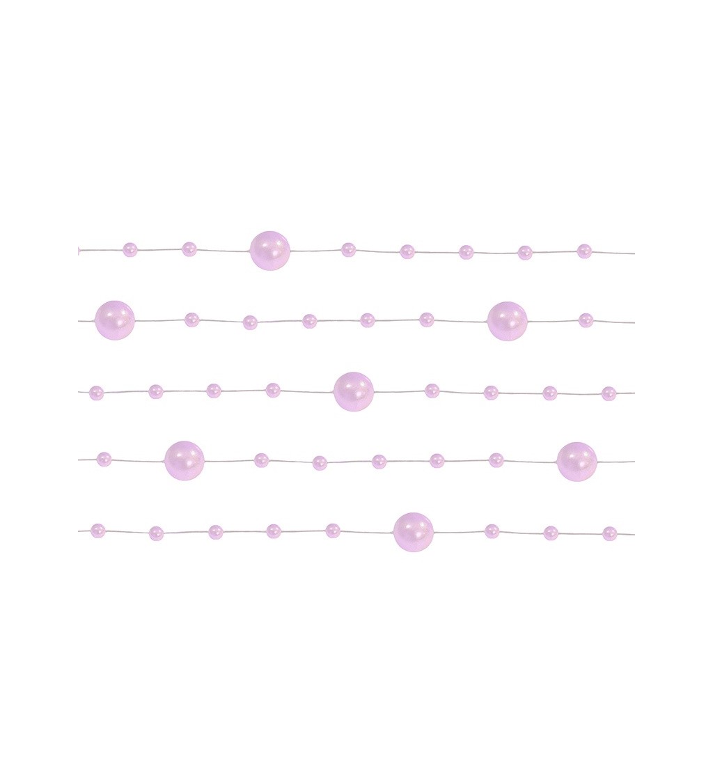 Dekorace - růžový perličkový řetěz