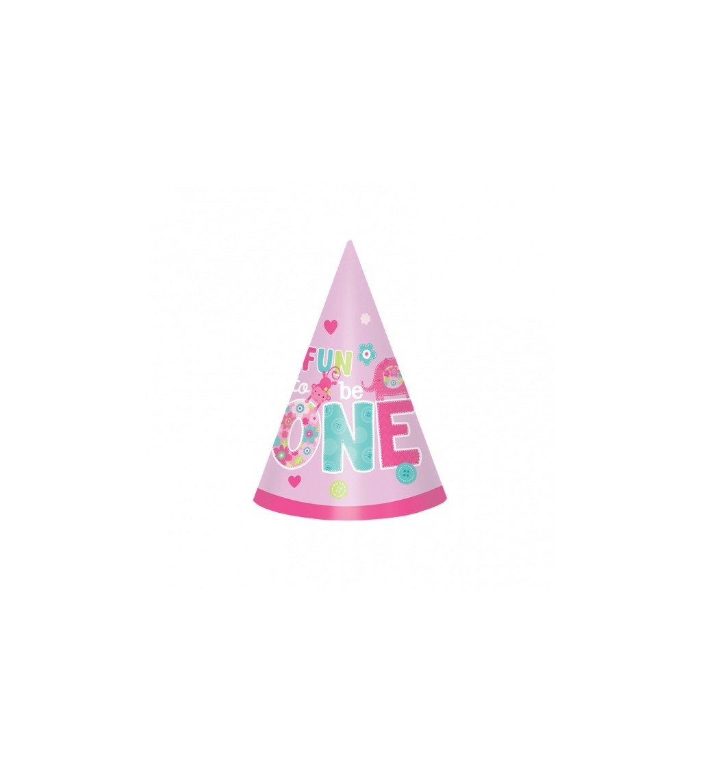 Růžové párty čepičky - 1. narozeniny