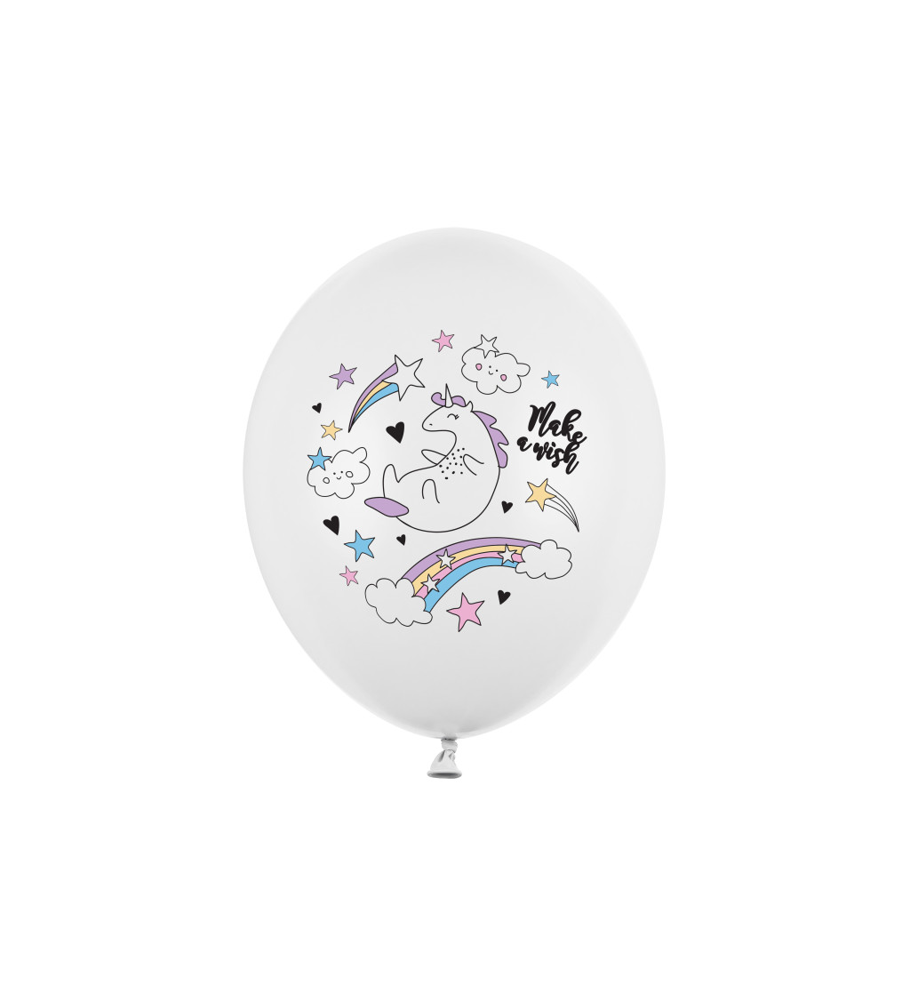 Bílý balónek - jednorožec 6ks