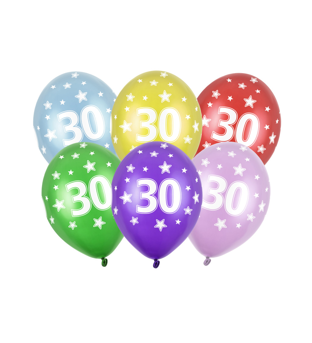 Barevný balónek číslo 30 - 6ks