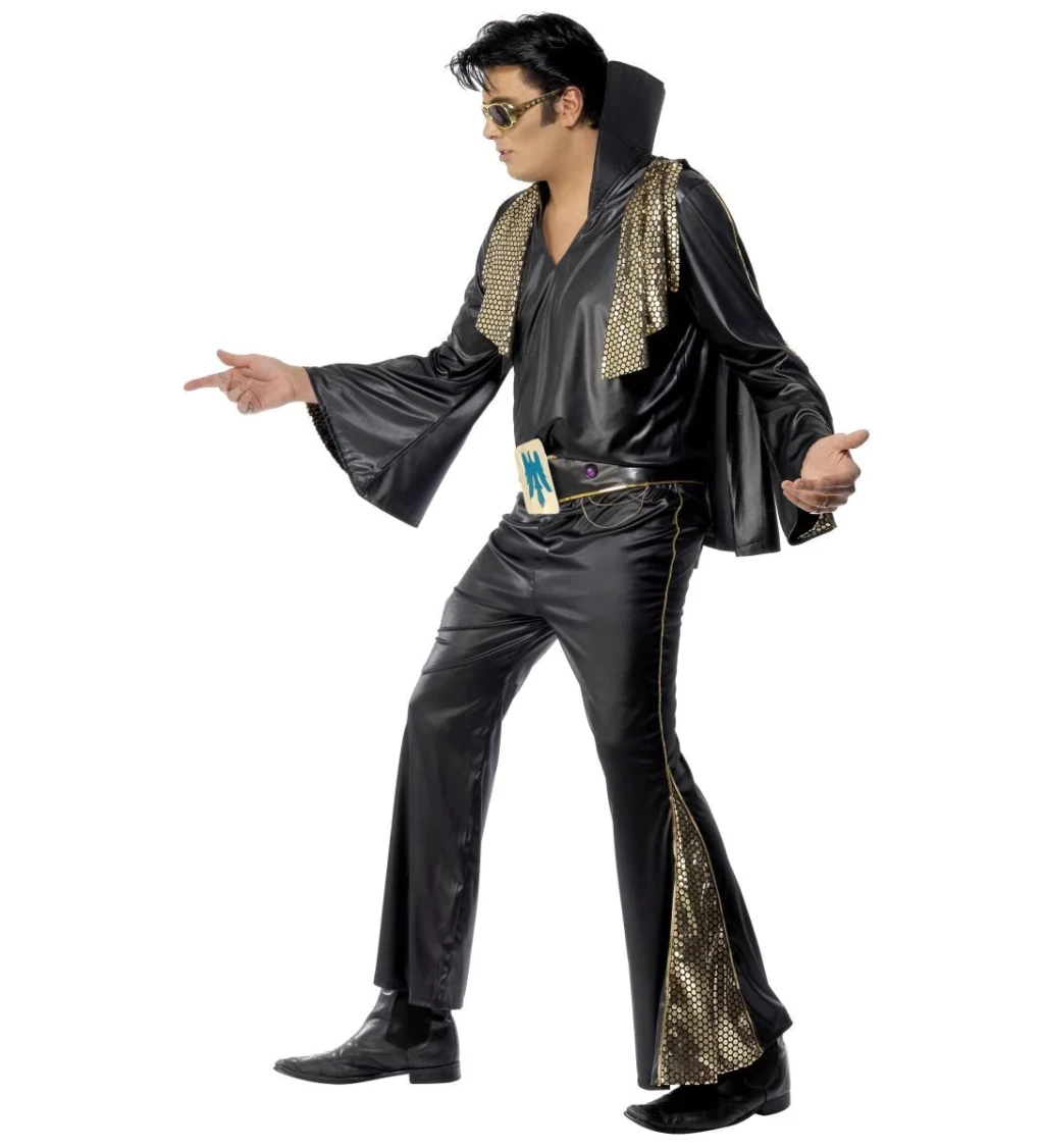 Kostým Elvise - černo-zlatý