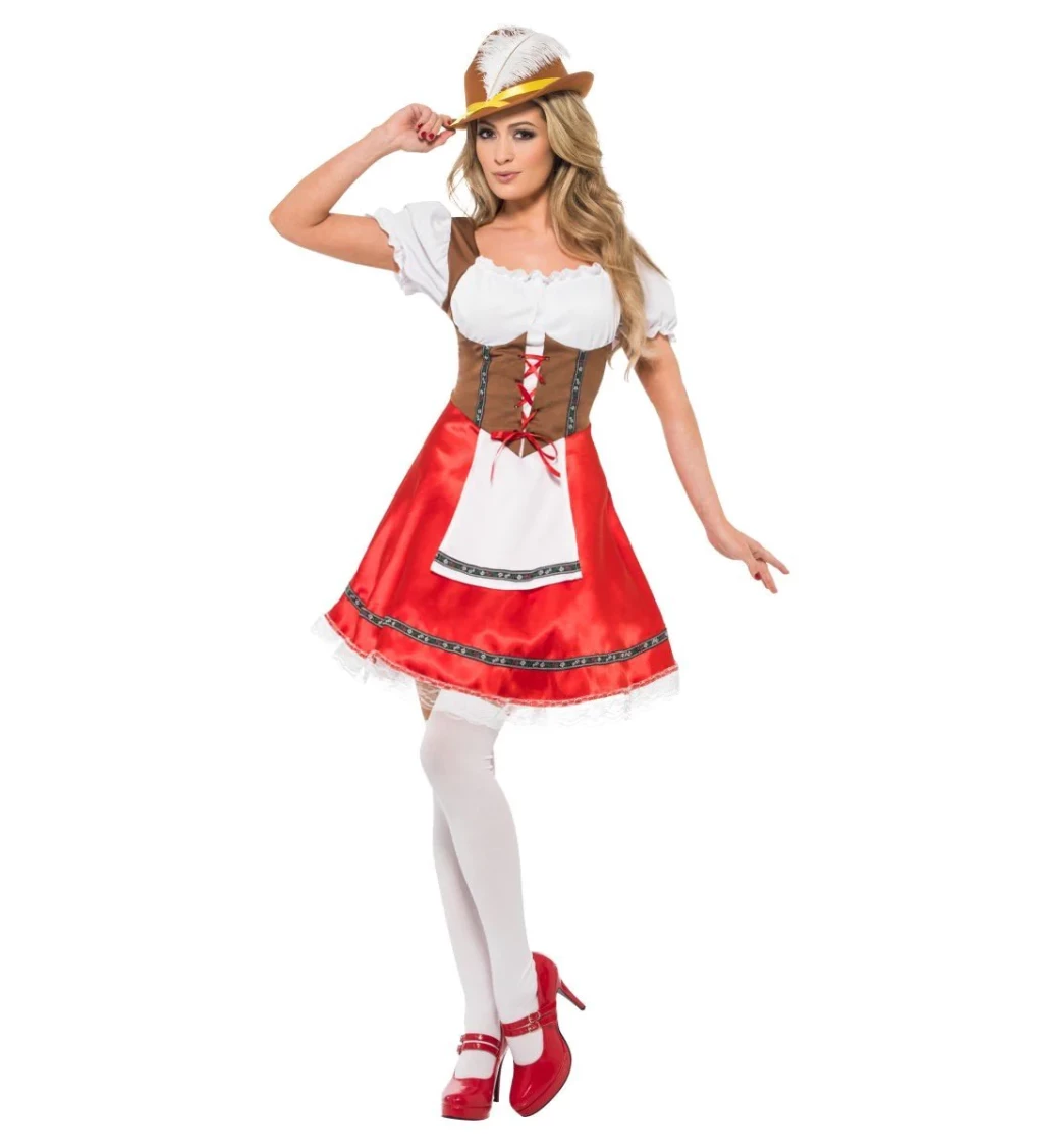 Červený bavorský kostým - pro ženy