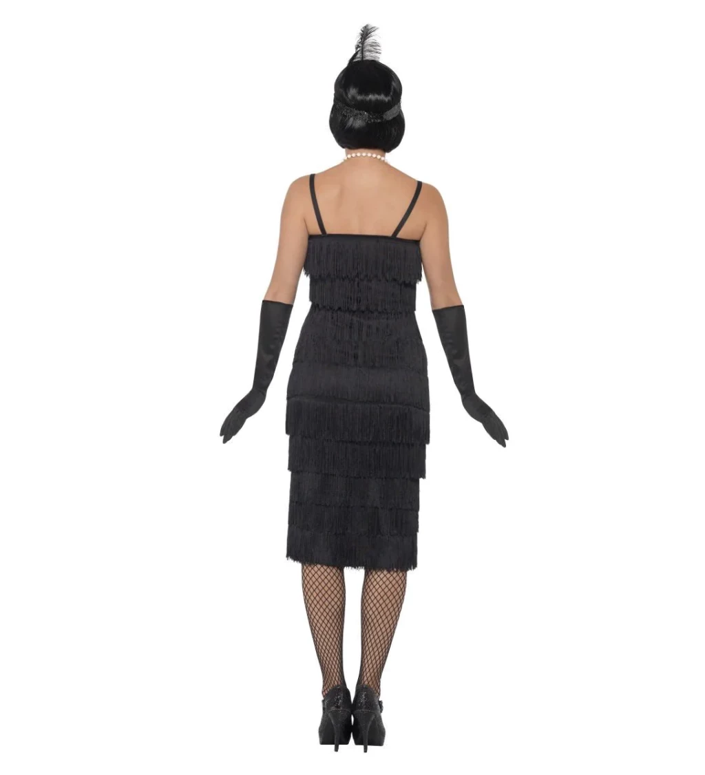 Třásňové retro šaty - černé