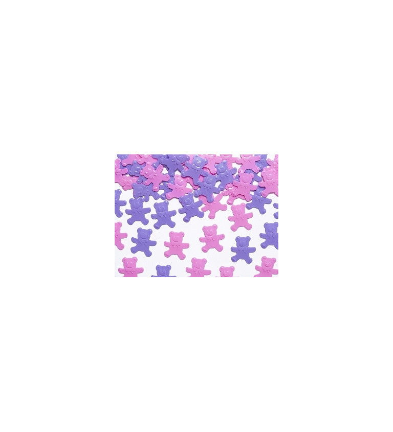 Dětské konfety - růžovo-fialoví medvídci