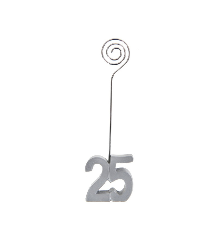 Stříbrný stojánek s číslem 25
