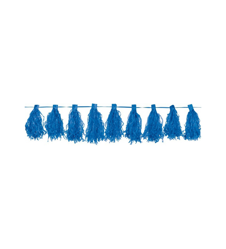Girlanda ze střapců - modrá barva