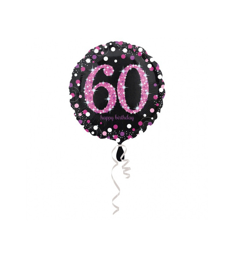 Narozeninový balónek - růžové číslo 60