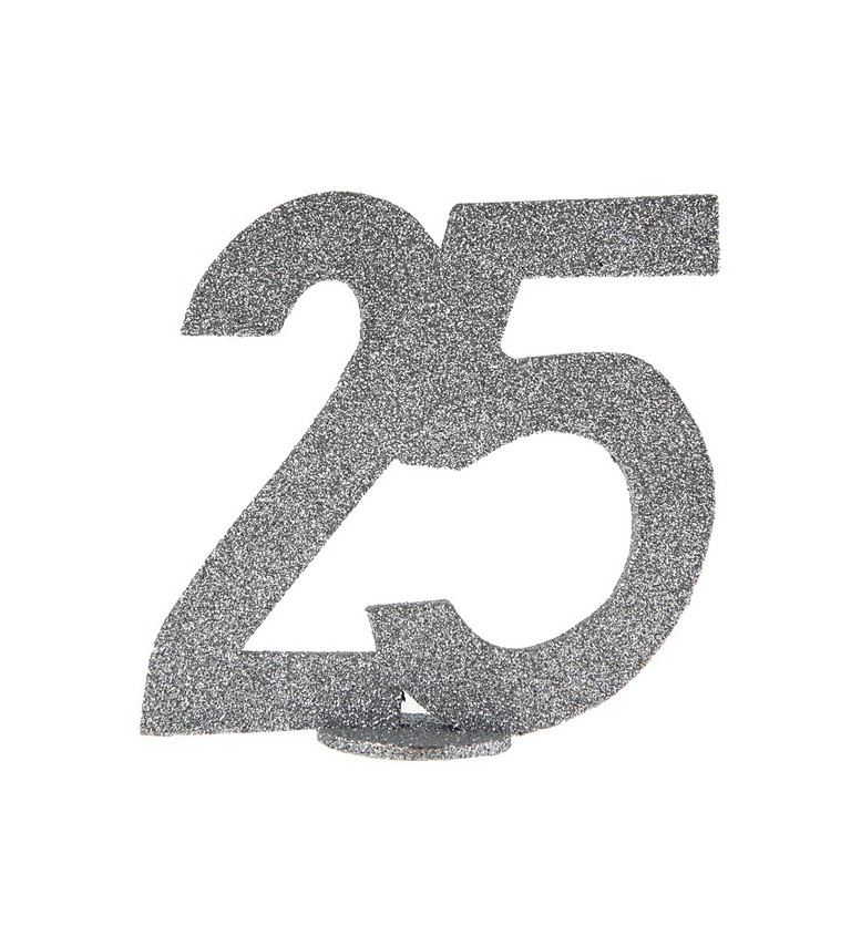 Dekorační stříbrné číslo - 25