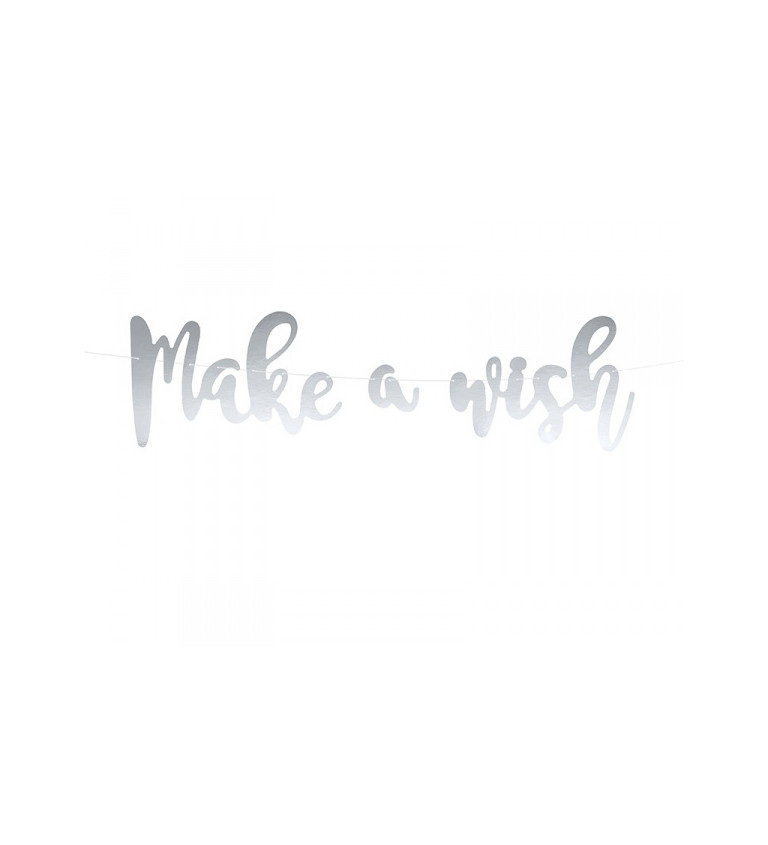 Dekorační nápis Make a wish - stříbrný