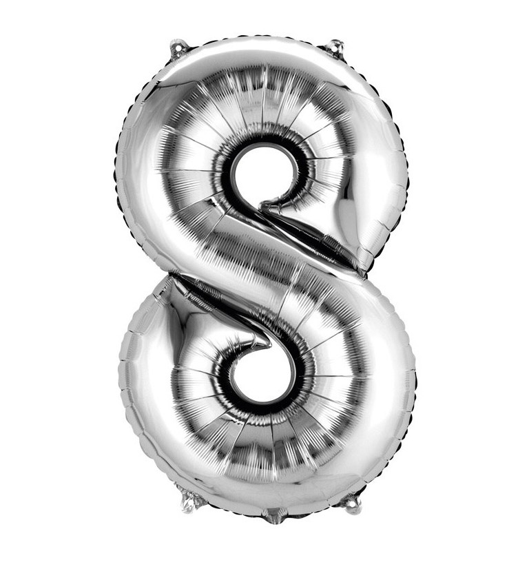 Stříbrný balónek 8 - fóliové číslo