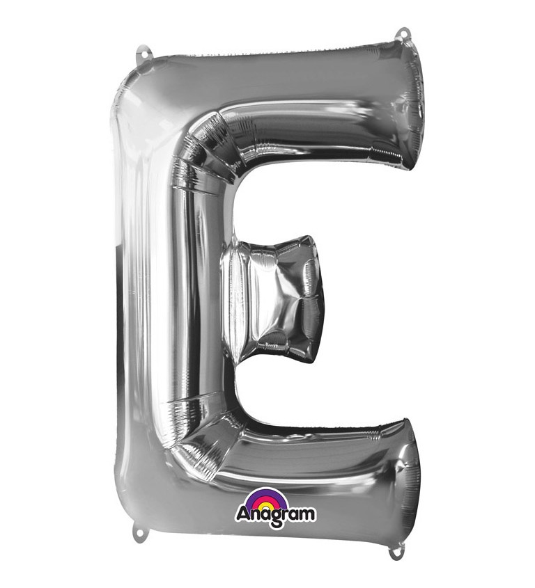 Stříbrné nafukovací písmeno E - balónek