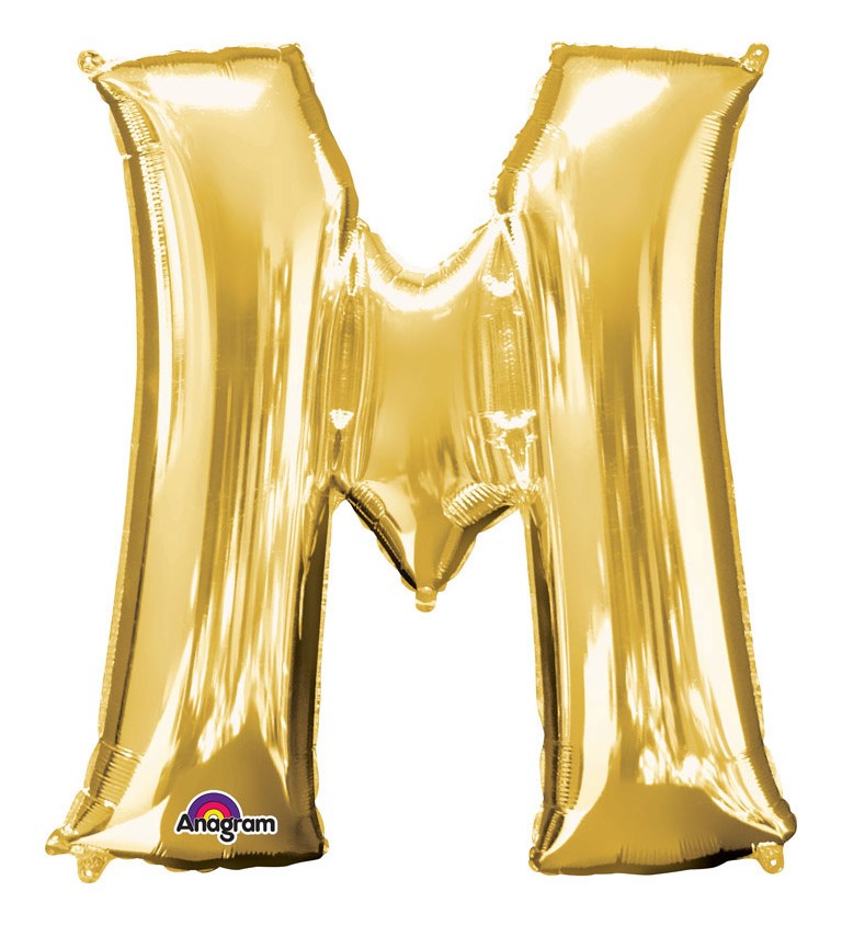 Zlaté nafukovací písmeno M - balónek