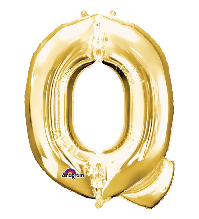 Zlaté nafukovací písmeno Q - balónek