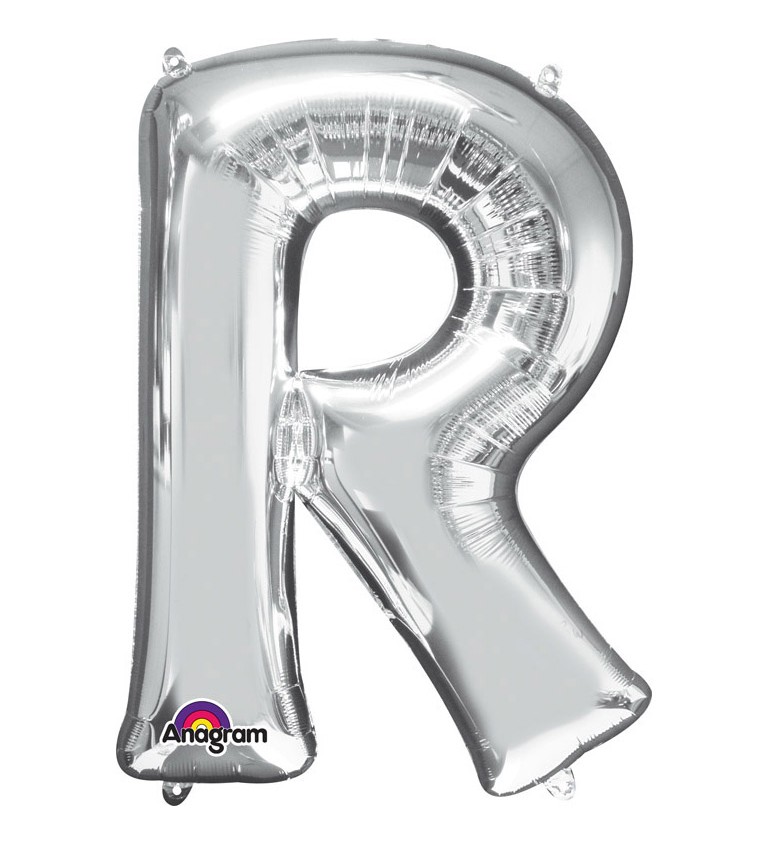 Stříbrné nafukovací písmeno R - balónek