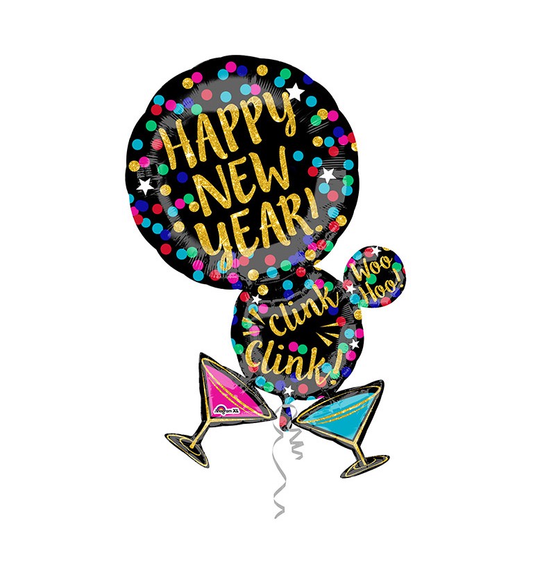 Černé balónky - Happy New Year