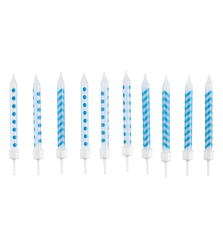 Bílo-modré svíčky na dort
