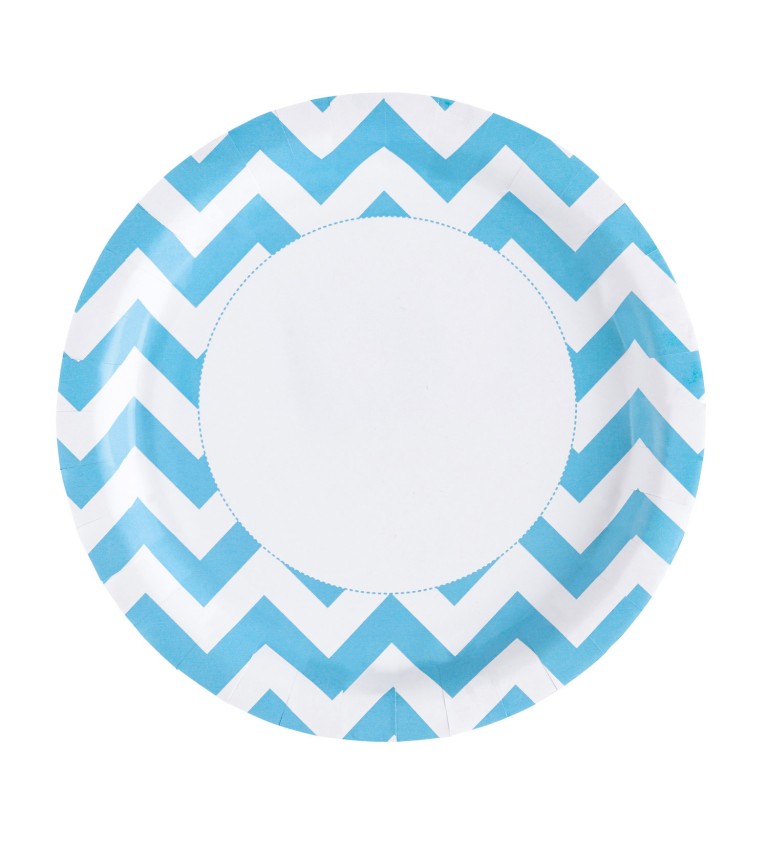 Papírové talířky s modrým vzorem