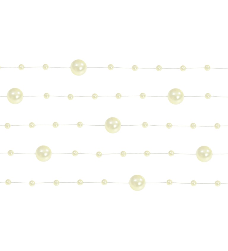 Dekorace - krémový perličkový řetěz