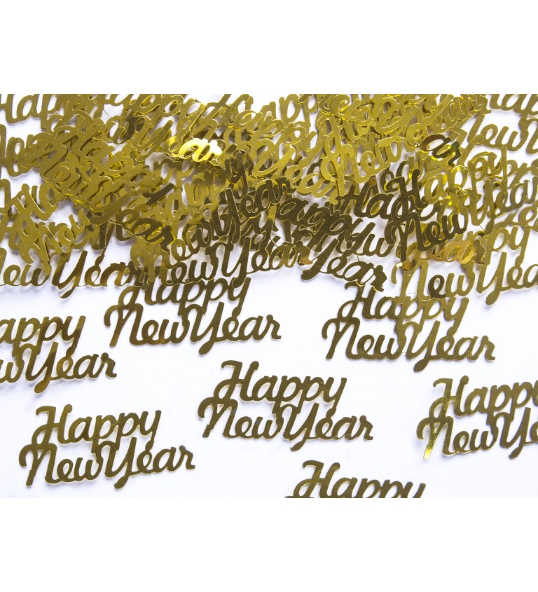 Konfety - zlaté nápisy Happy New Year