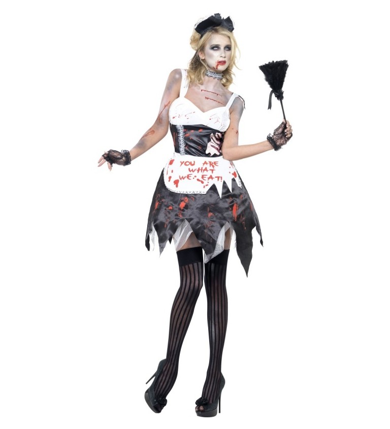 Zombie pokojská - kostým pro dámy